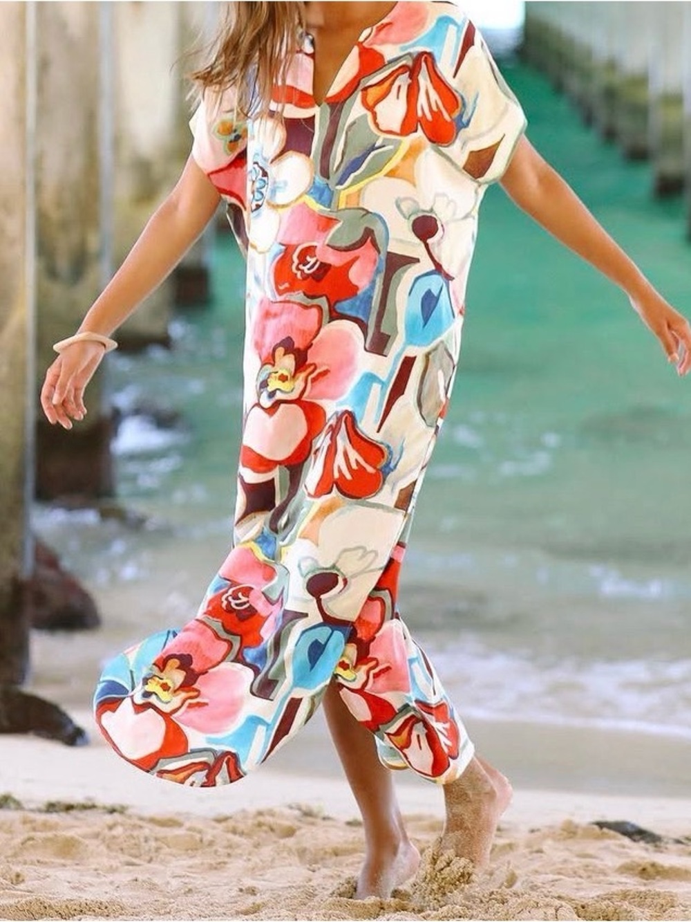 Jams World Casablanca Tavern Print Dress, Kaftan Style, Floral Size XS - Picture 2 of 9